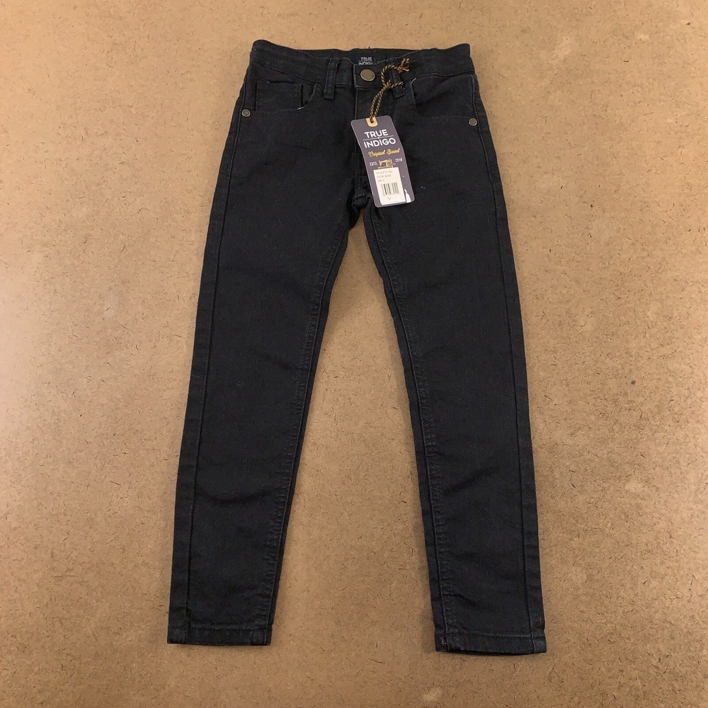 True Indigo Boys Size 6 Black Stretch Denim Skinny Jeans NWT